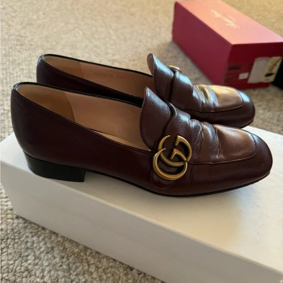 GucciDouble G Logo Leather Loafers Size 36,5
